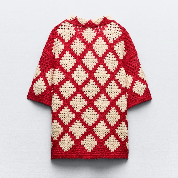 Zara CROCHET KNIT POLO - Picture 9 of 11